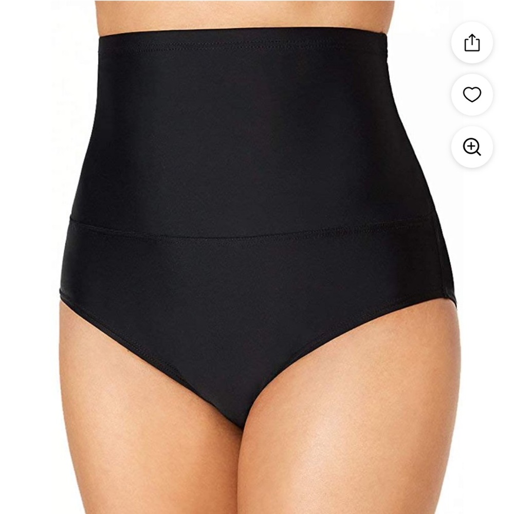 Island Escape Womens High Waist Tummy Control Bikini Swim Bottom Black Size 16